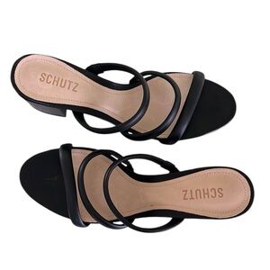 Schutz OLLY MID BLOCK NAPPA LEATHER SANDAL